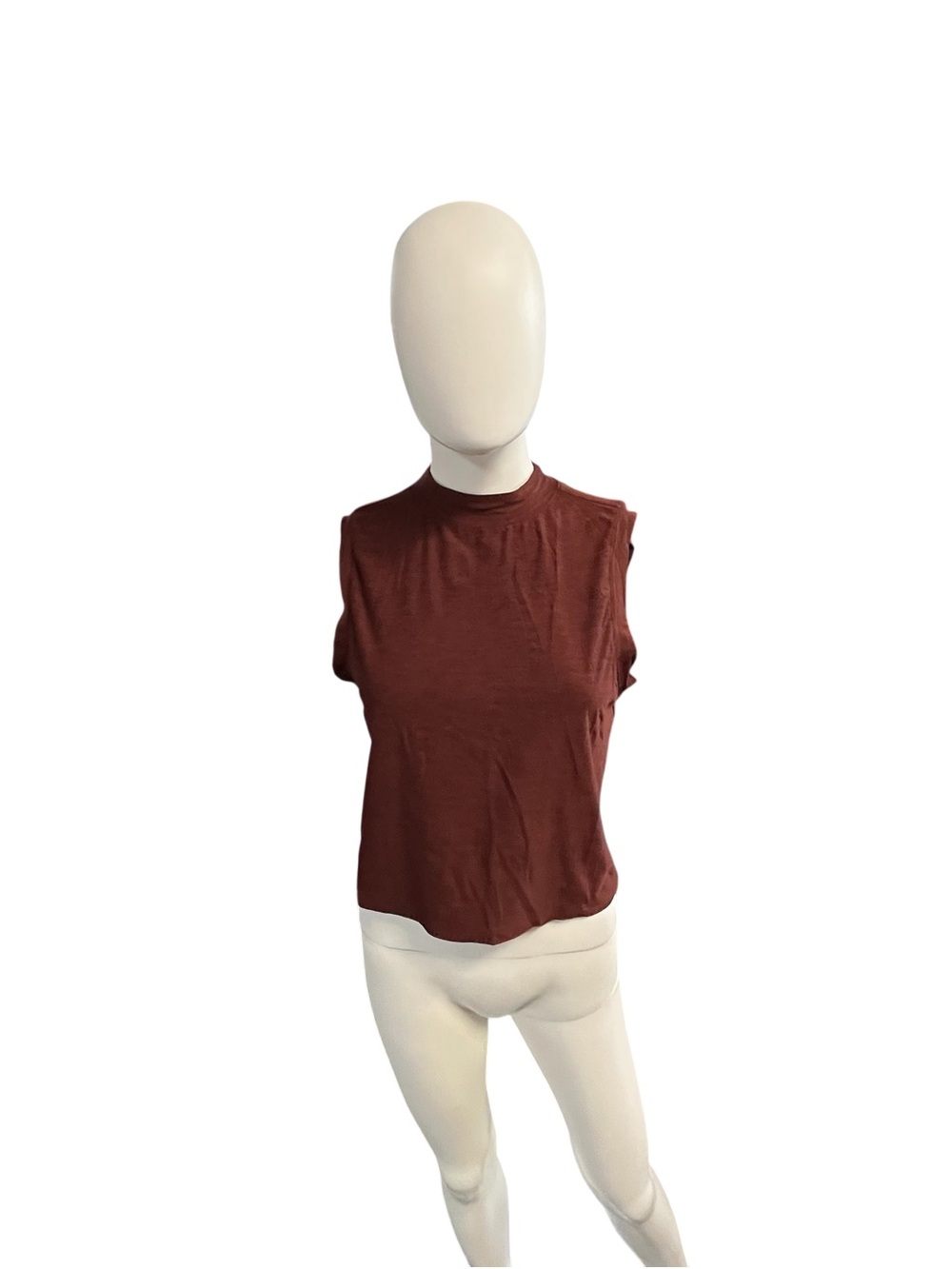 CALIA by Carrie Underwood Mock Neck Sleeveless Tank - Rust Brown